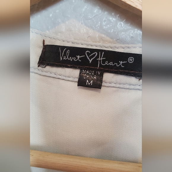 💚5/$25 Velvet Heart Lightwash White Blue Chambray Denim Sleeveless Top Medium - Picture 6 of 7